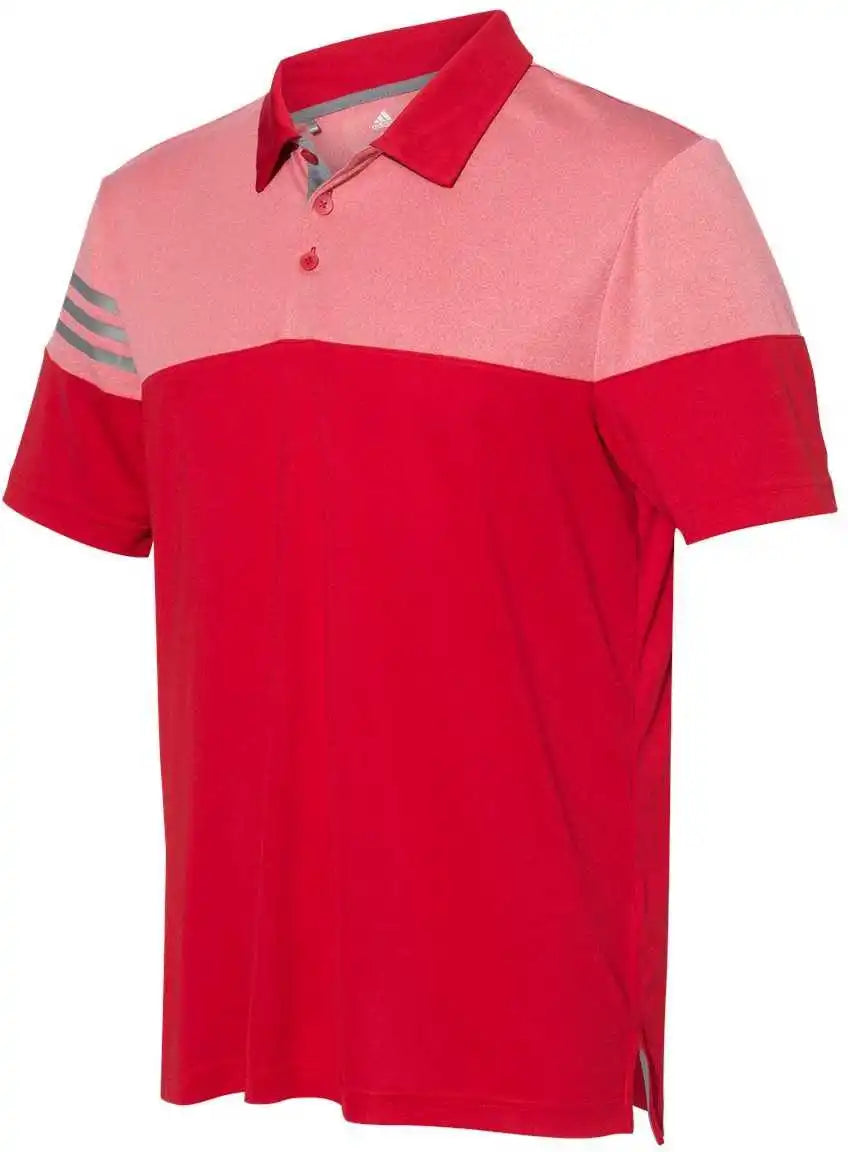 Adidas A213 Heathered 3-stripes Block Sport Shirt - Power Red