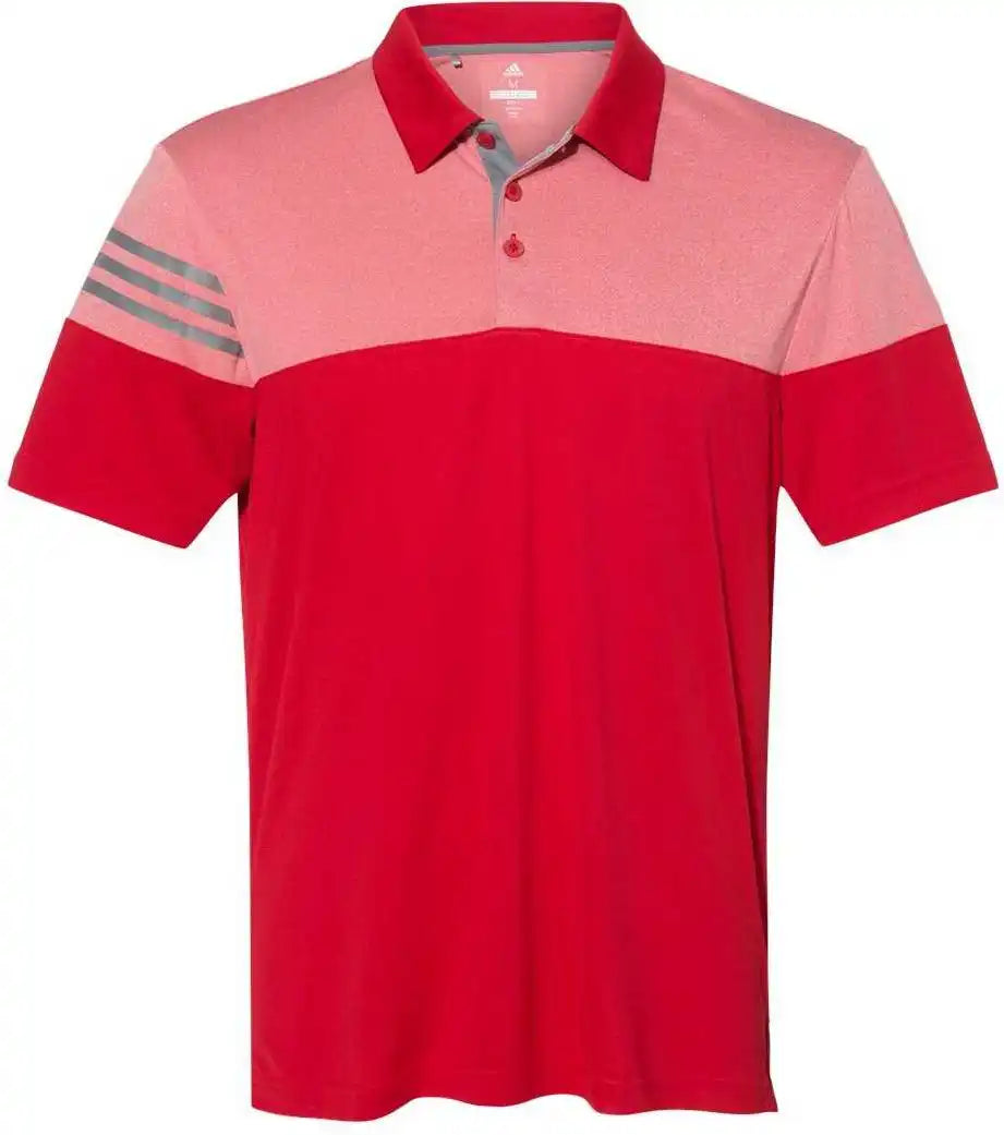 Adidas A213 Heathered 3-stripes Block Sport Shirt - Power Red