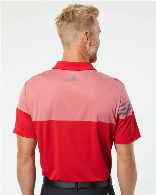 Adidas A213 Heathered 3-stripes Colorblocked Polo - Power Red