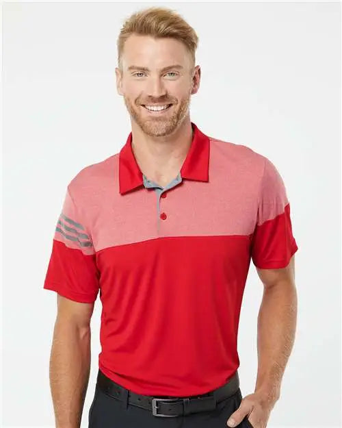 Adidas A213 Heathered 3-stripes Colorblocked Polo - Power Red