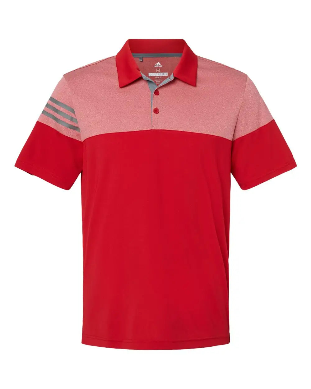 Adidas A213 Heathered 3-stripes Colorblocked Polo - Power Red - m