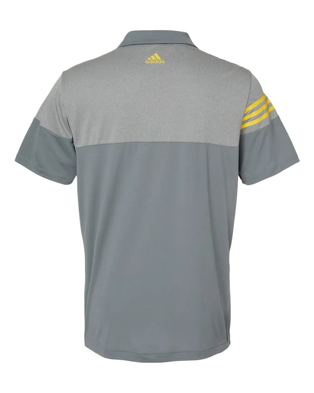 Adidas A213 Heathered 3-stripes Colorblocked Polo - Vista Grey Eqt Yellow