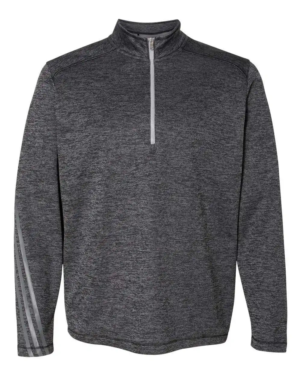 Adidas A284 Brushed Terry Heathered Quarter-zip Pullover - Black Heather Mid Grey