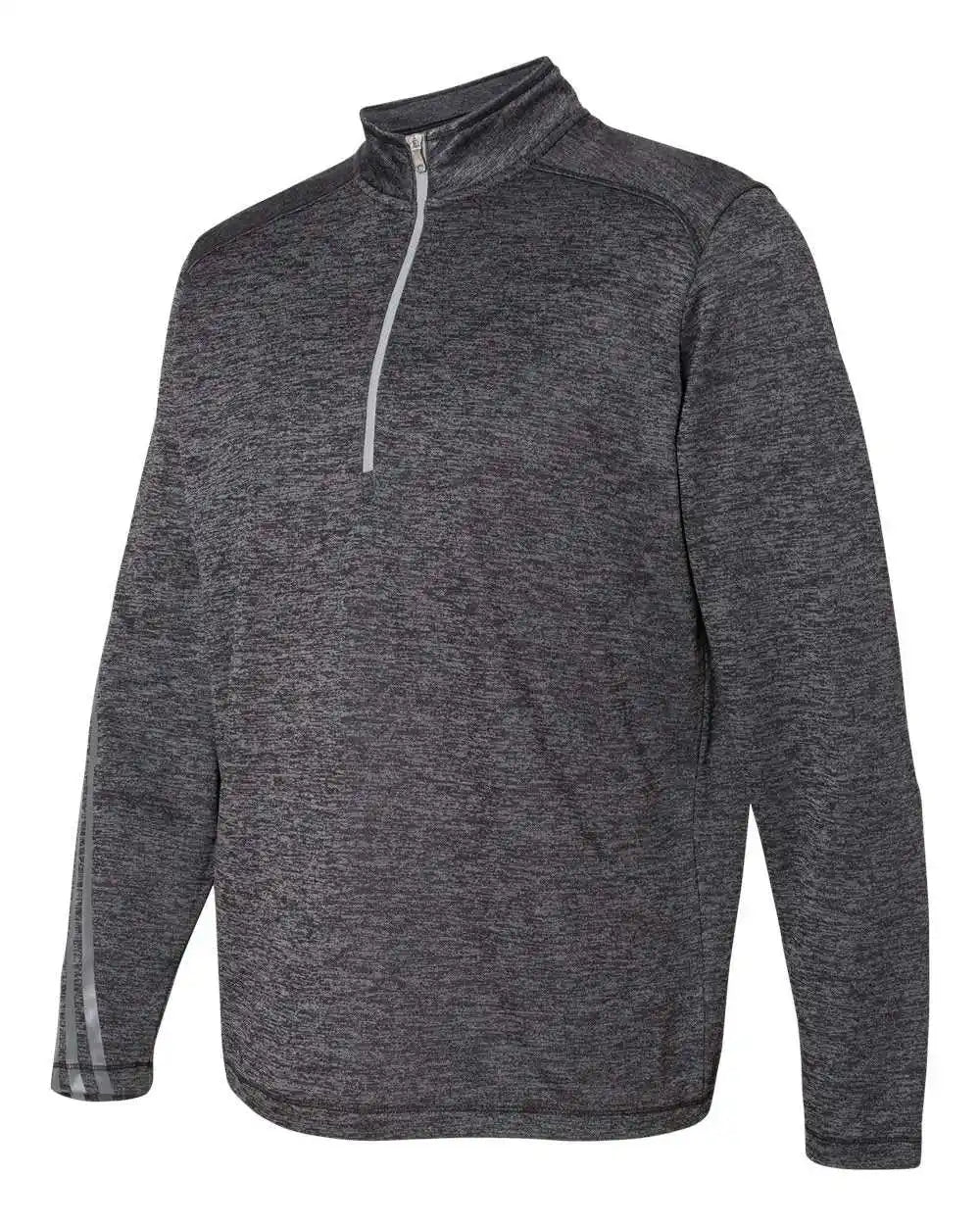 Adidas A284 Brushed Terry Heathered Quarter-zip Pullover - Black Heather Mid Grey