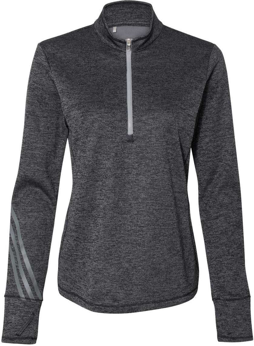 Adidas A285 Women’s Brushed Terry Heathered Quarter-zip Pullover - Black Heather Mid Grey