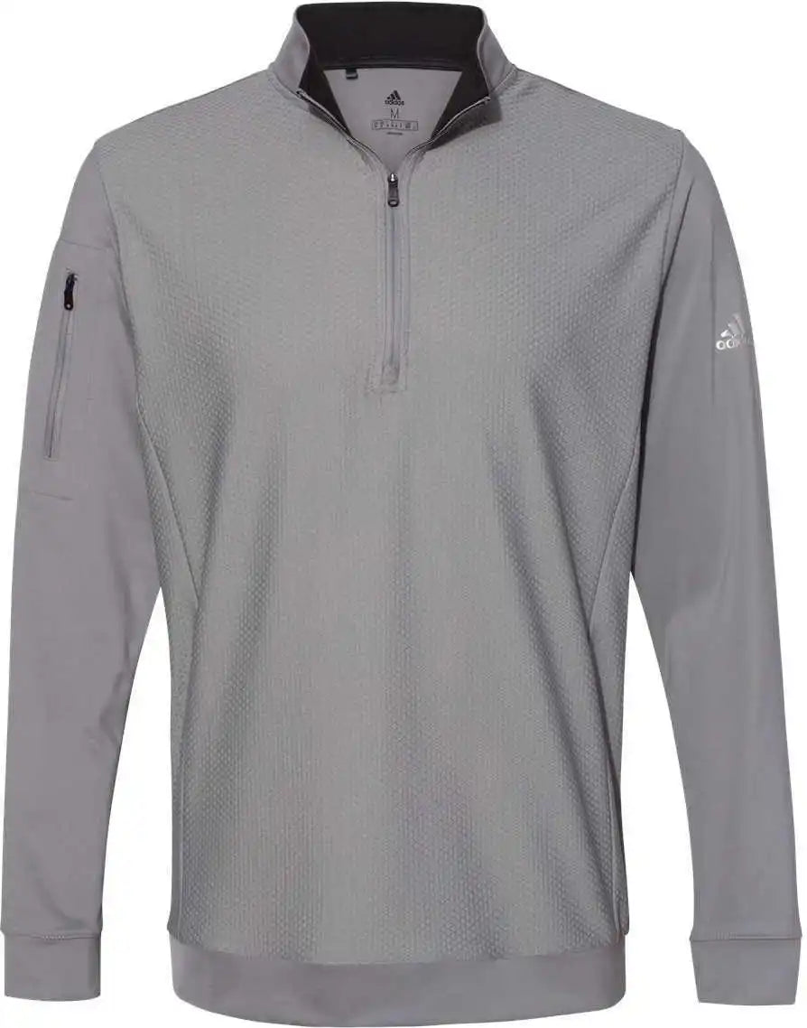 Adidas A295 Performance Textured Quarter Zip Pullover Gray Three