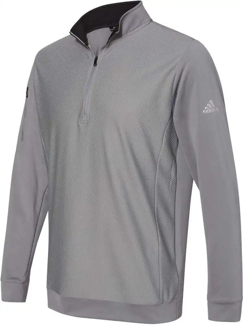 Adidas A295 Performance Textured Quarter Zip Pullover Gray Three