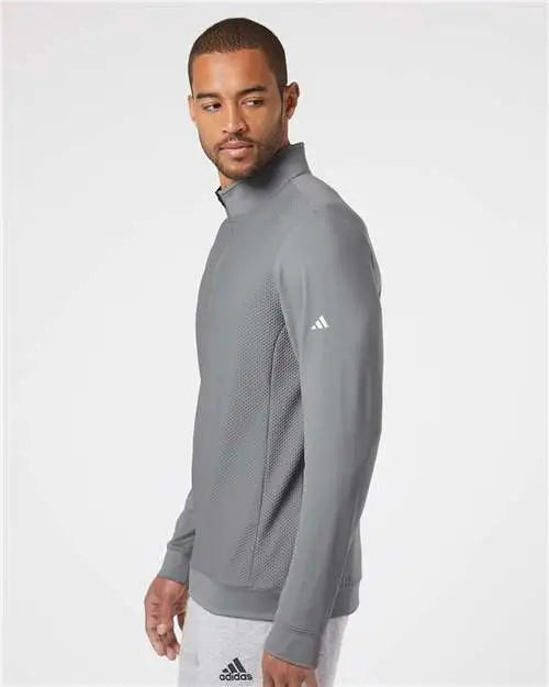 Adidas A295 Performance Textured Quarter-zip Pullover - Grey Three