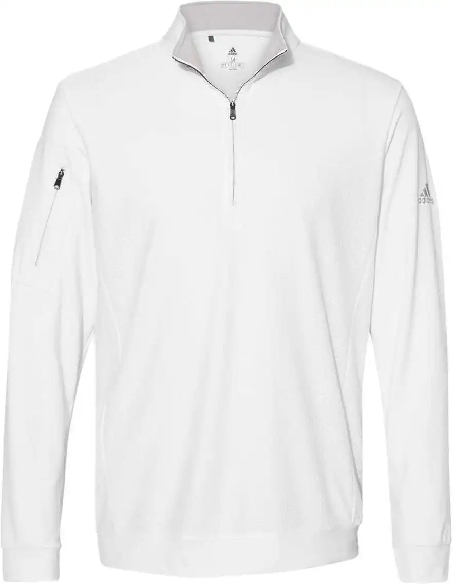 Adidas A295 Performance Textured Quarter Zip Pullover White