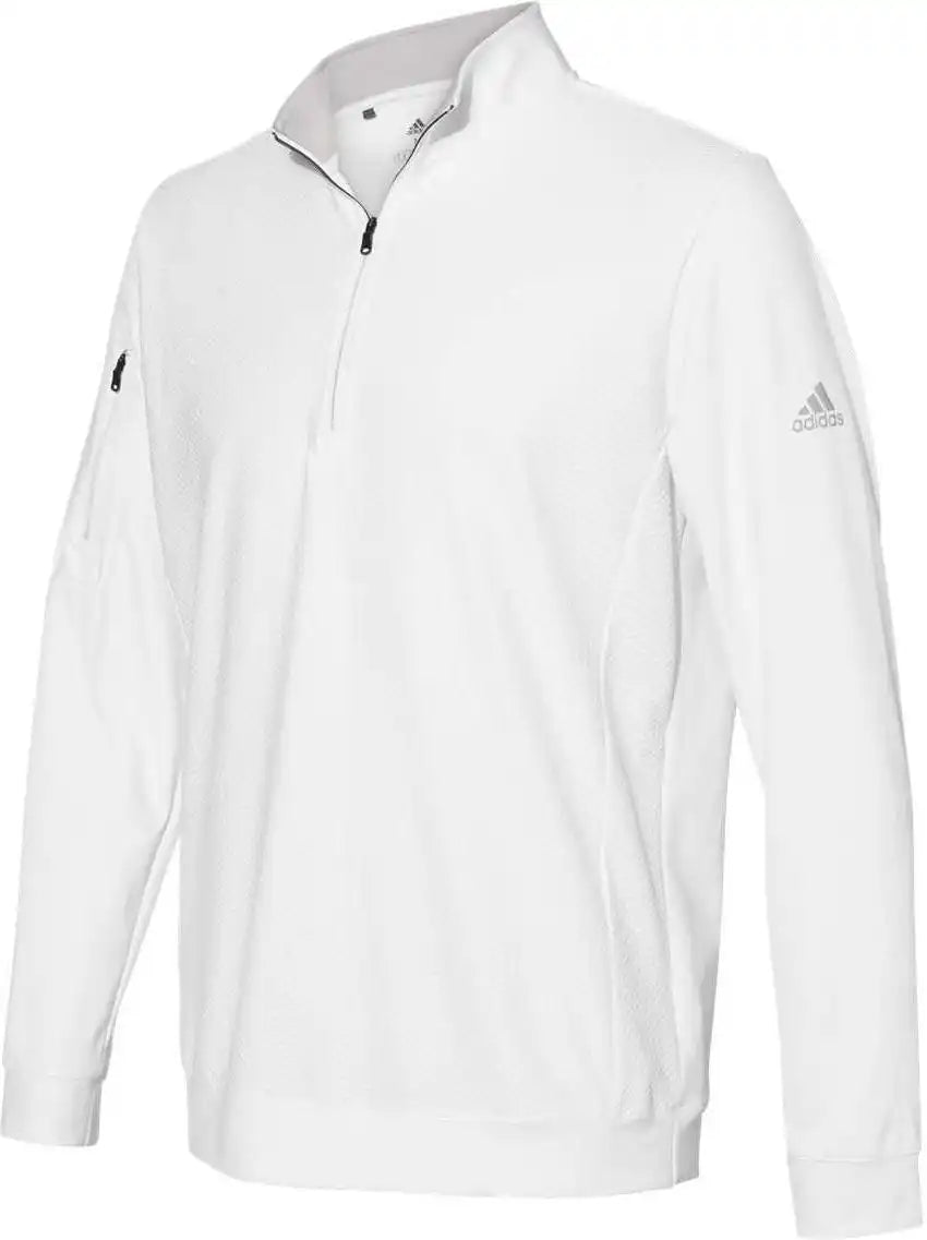 Adidas A295 Performance Textured Quarter Zip Pullover White