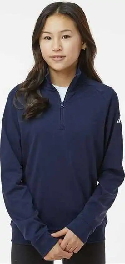 Adidas A4001 Youth Quarter-zip Pullover - Collegiate Navy