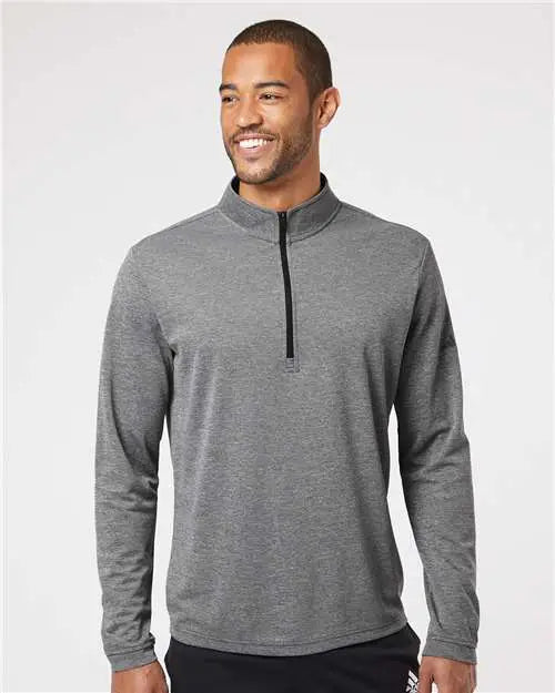 Adidas A401 Lightweight Quarter-zip Pullover - Black Heather