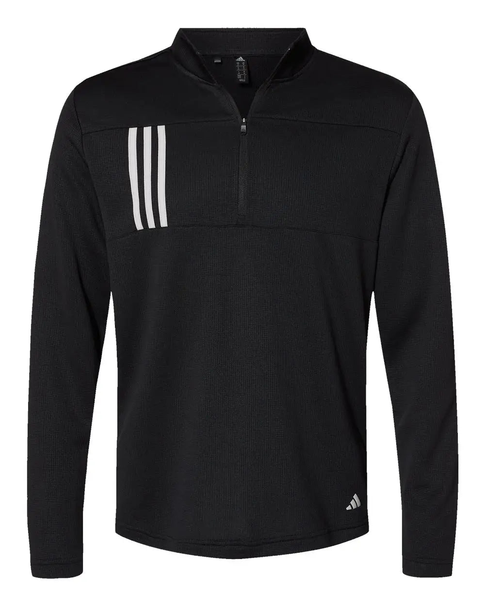 Adidas A482 3-stripes Double Knit Quarter-zip Pullover - Black Grey Two - Gray / s