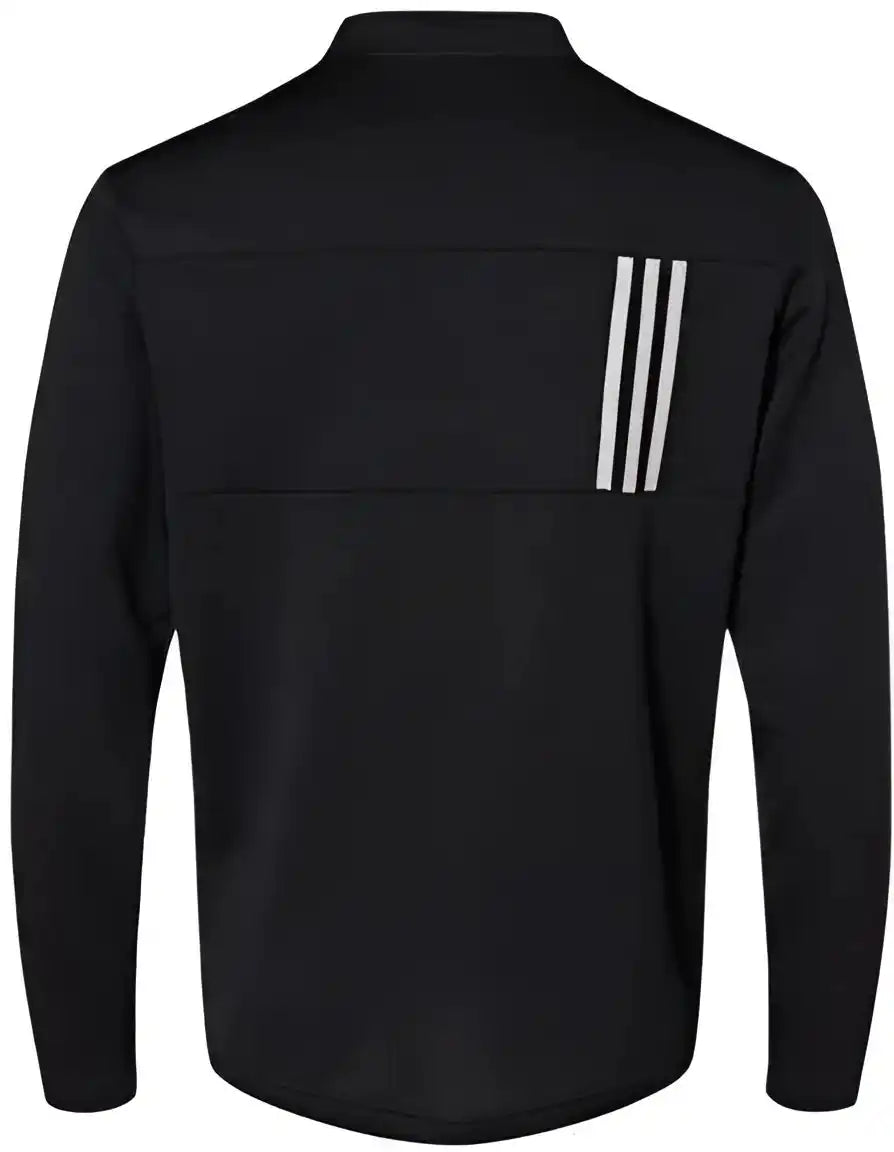 Adidas A482 3-stripes Double Knit Quarter-zip Pullover - Black Grey Two