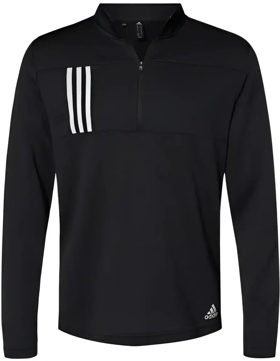 Adidas A482 3 Stripes Double Knit Quarter Zip Pullover Black Grey Two
