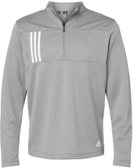 Adidas A482 3 Stripes Double Knit Quarter Zip Pullover Grey Three White