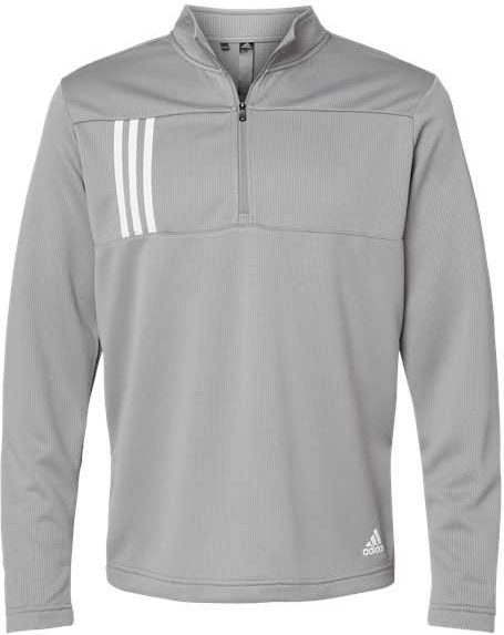 Adidas A482 3-stripes Double Knit Quarter-zip Pullover - Grey Three White