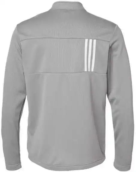 Adidas A482 3 Stripes Double Knit Quarter Zip Pullover Grey Three White