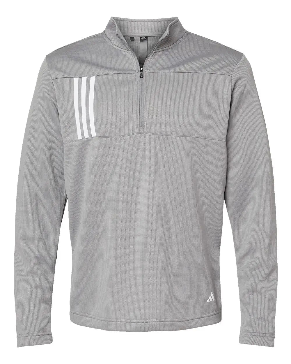 Adidas A482 3-stripes Double Knit Quarter-zip Pullover - Grey Three White - Gray / s
