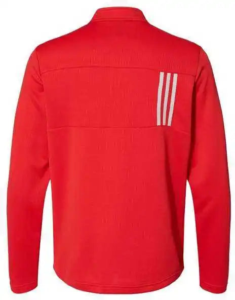 Adidas A482 3 Stripes Double Knit Quarter Zip Pullover Team Collegiate Red Grey Two
