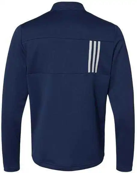 Adidas A482 3 Stripes Double Knit Quarter Zip Pullover Team Navy Blue Grey Two