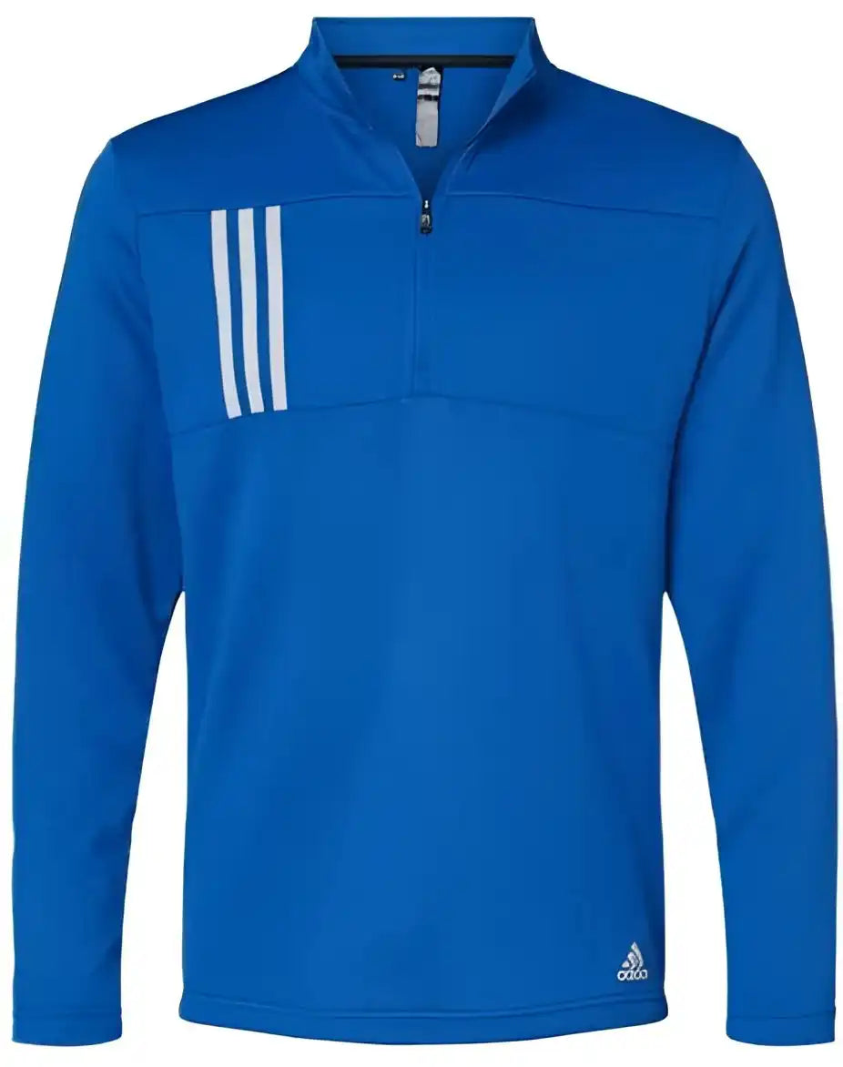 Adidas A482 3-stripes Double Knit Quarter-zip Pullover - Team Royal Grey Two