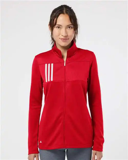 Adidas A483 Women’s 3-stripes Double Knit Full-zip - Team Collegiate Red Grey Two