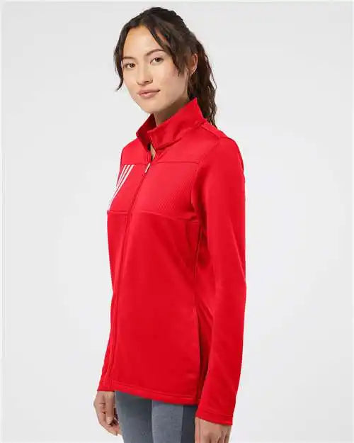 Adidas A483 Women’s 3-stripes Double Knit Full-zip - Team Collegiate Red Grey Two