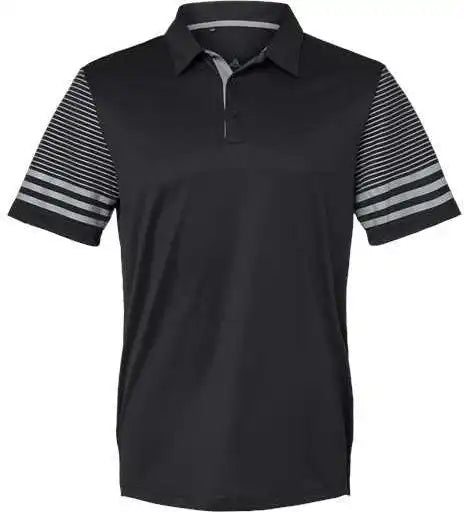 Adidas A490 Striped Sleeve Polo - Black Grey Three