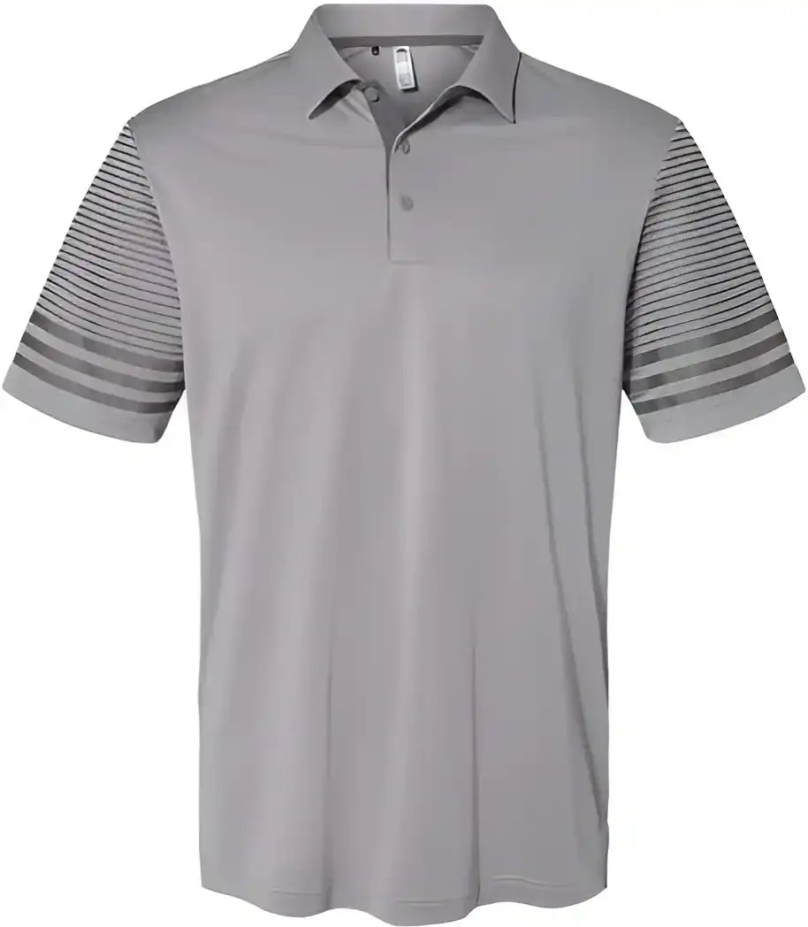 Adidas A490 Striped Sleeve Polo - Grey Three Five