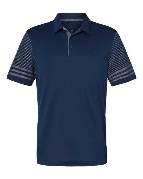 Adidas A490 Striped Sleeve Polo - Team Navy Blue Grey Five