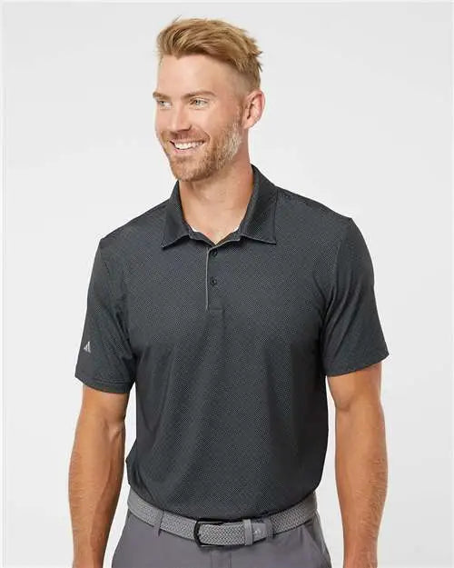Adidas A498 Diamond Dot Print Polo - Black White Grey Three