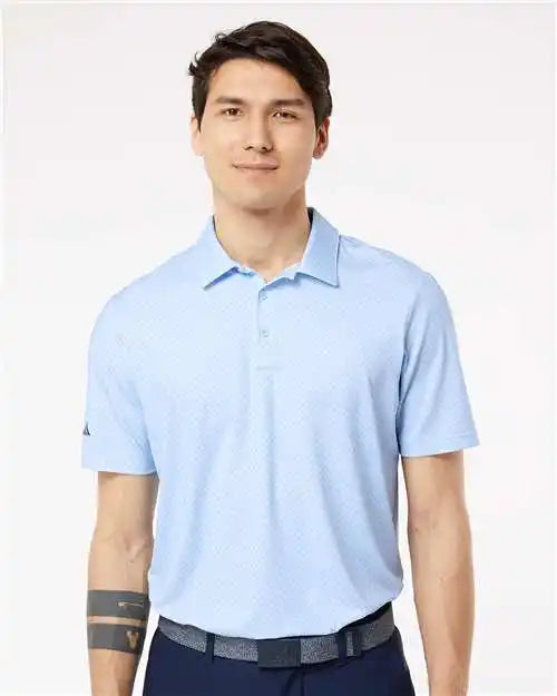 Adidas A498 Diamond Dot Print Polo - Glow Blue White Navy