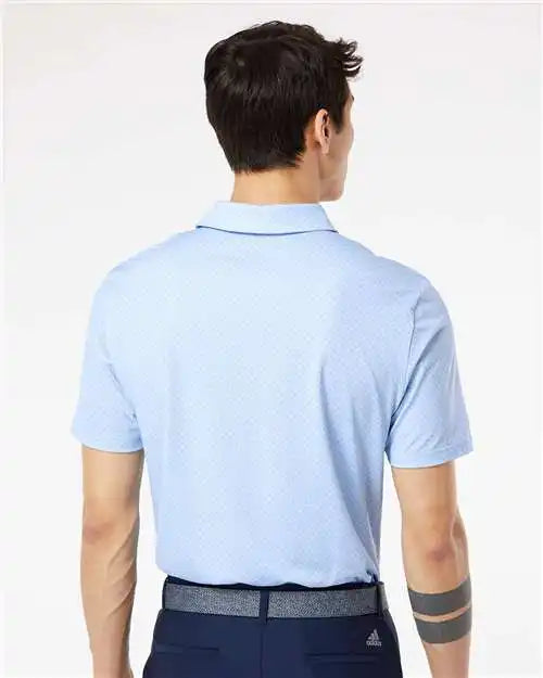 Adidas A498 Diamond Dot Print Polo - Glow Blue White Navy