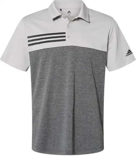 Adidas A508 Heathered Colorblock 3 Stripes Polo Grey Two Heather Black