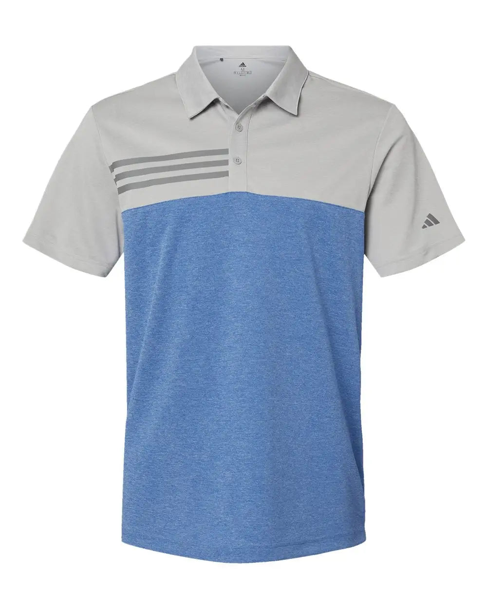 Adidas A508 Heathered Colorblocked 3-stripes Polo - Grey Two Heather Collegiate Royal - Gray / s