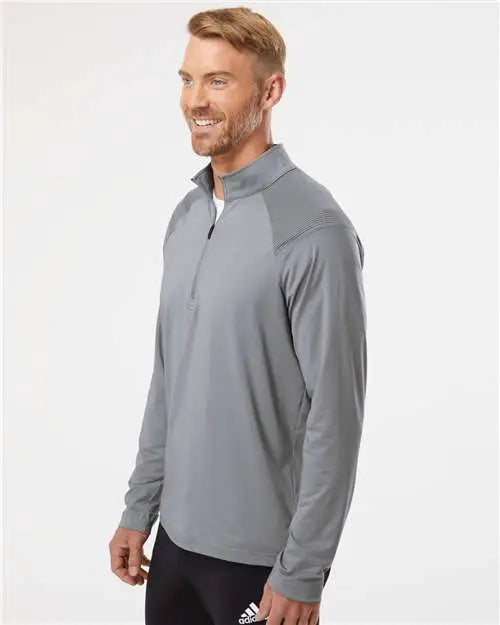 Adidas A520 Shoulder Stripe Quarter-zip Pullover - Grey Three