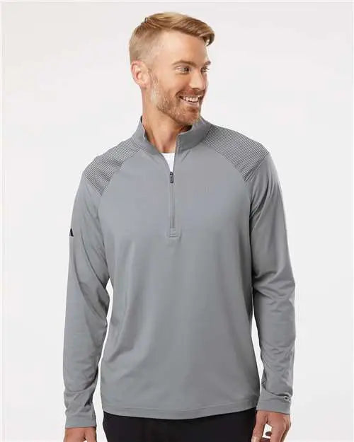 Adidas A520 Shoulder Stripe Quarter-zip Pullover - Grey Three