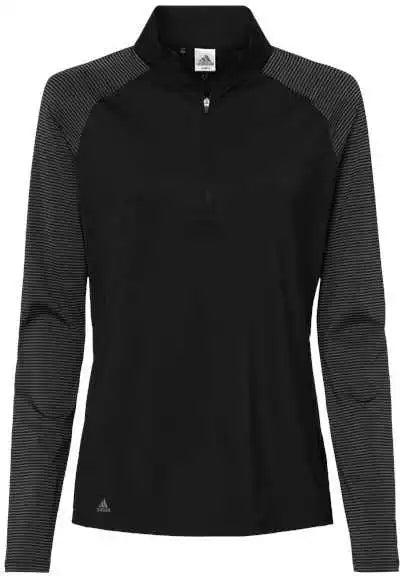 Adidas A521 Women’s Stripe Block Quarter-zip Pullover - Black
