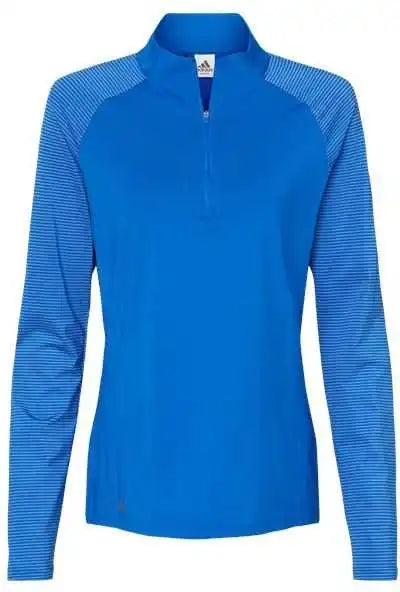Adidas A521 Women’s Stripe Block Quarter-zip Pullover - Glory Blue