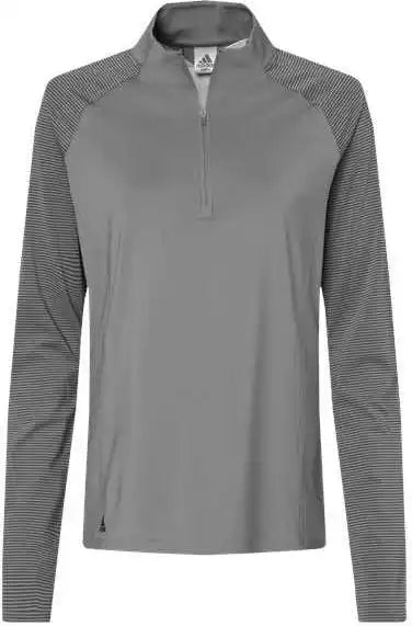 Adidas A521 Women’s Stripe Block Quarter Zip Pullover Grey Three