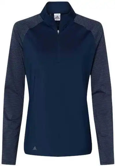 Adidas A521 Women’s Stripe Block Quarter Zip Pullover Team Navy Blue