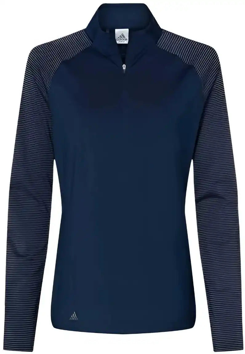 Adidas A521 Women’s Stripe Block Quarter-zip Pullover - Team Navy Blue