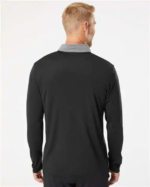 Adidas A522 Heather Block Print Quarter-zip Pullover - Black Melange Grey Three