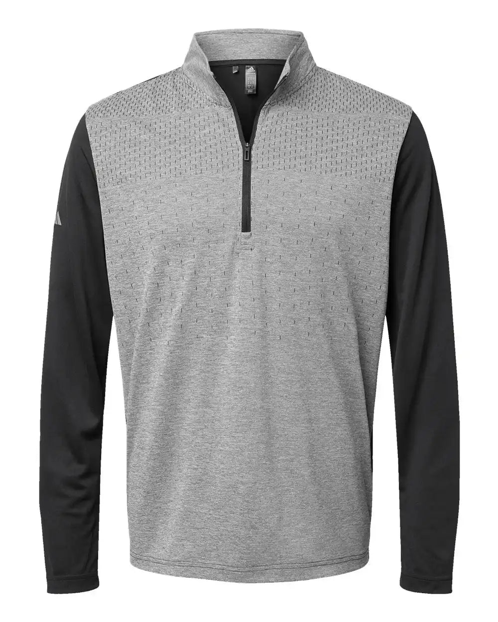 Adidas A522 Heather Block Print Quarter-zip Pullover - Black Melange Grey Three - Melange/ Black/ / Xs