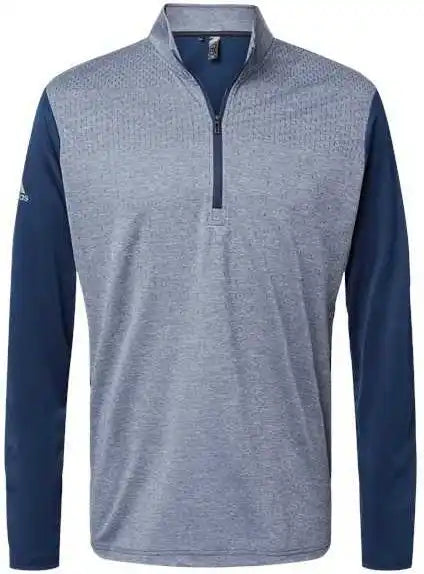 Adidas A522 Heather Block Print Quarter-zip Pullover - Collegiate Navy Melange Black