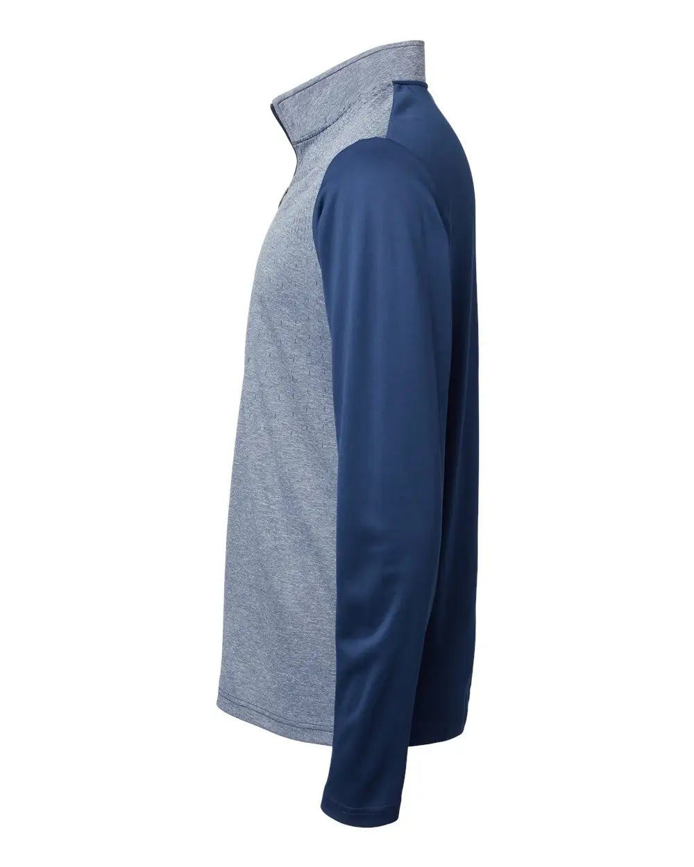 Adidas A522 Heather Block Print Quarter-zip Pullover - Collegiate Navy Melange Grey Three