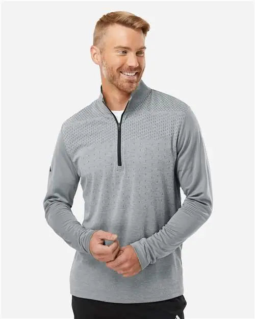 Adidas A522 Heather Block Print Quarter-zip Pullover - Grey Three Melange Black