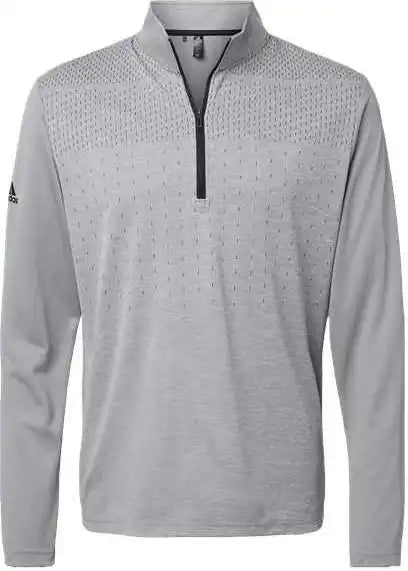 Adidas A522 Heather Block Print Quarter Zip Pullover Grey Three Melange Black