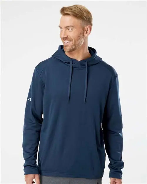 Adidas A530 Textured Mixed Media Hooded Sweatshirt - Collegiate Navy